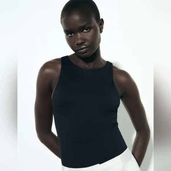 NWT Zara Halterneck Sleeveless Bodysuit - Black - Large - Picture 10 of 10